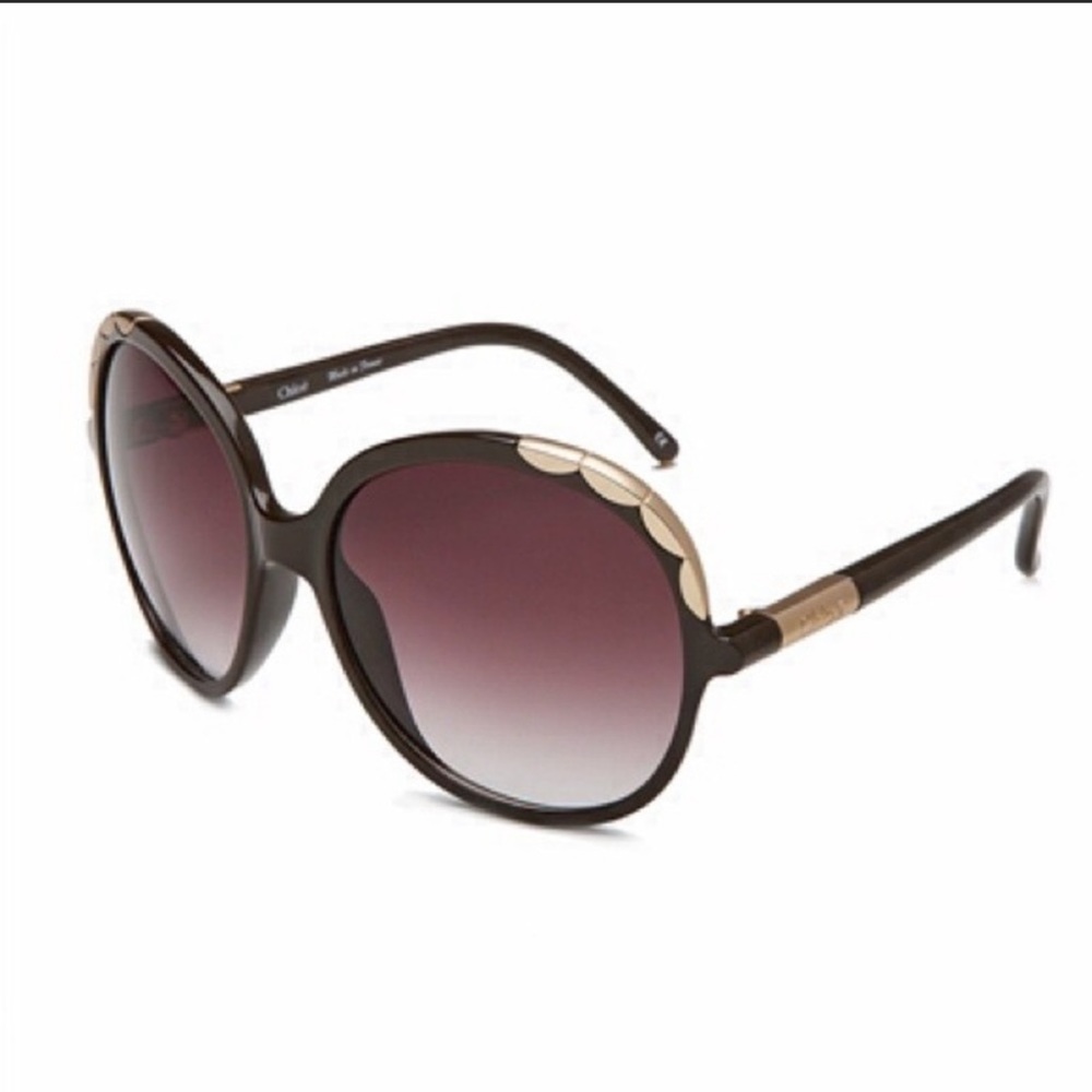 Chloe Jackie O Sunglasses Brown & Gold Scallop